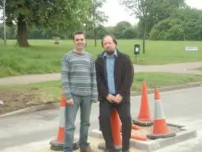 Lib Dem Councillors Mark Farmer and Dean Ramsdale at the Eyes Monsell crossing site