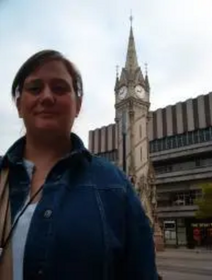 Cllr Debbie Almey in the town centre.