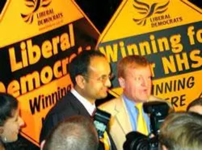 Parmjit Gill and Charles Kennedy at the election night victory party