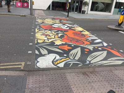 One of the two crossings repainted on Charles Street, Leicester