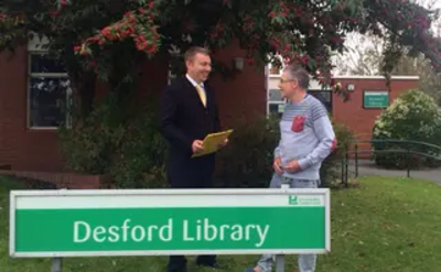 Michael Fighting for Desford Library