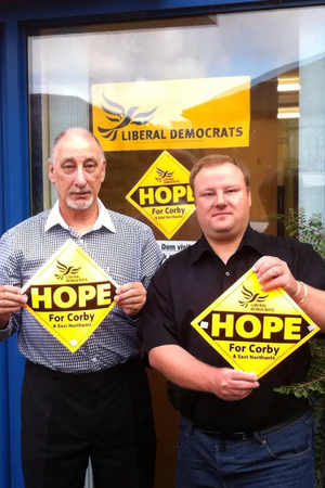 Eyres Monsell Ward, Leicester Campaigners, Tony Faithfull-Wright and Scott Kennedy-Lount at the Corby and North East Northamptonshire Election Campaign