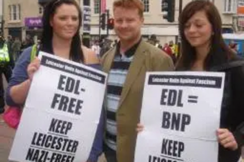 Dale Keeling at the protest against the EDL