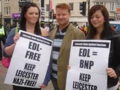 Dale Keeling at the protest against the EDL