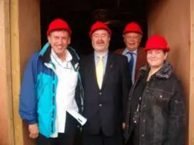 Right: The Leader of Newcastle City Council joins Castle Ward Cllr Debbie Almey and Cllr Roger Blackmore with Cllr Andy Metcalfe to see the final touches to building work at the Dawn Centre.