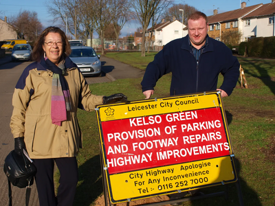 Joan and Scott as work begins at Kelso Green