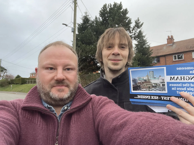 Scott Kennedy-Lount and Daniel Henry delivering for Helen Morgan in North Shropshire