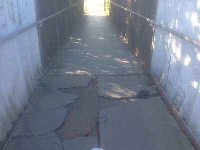 Footpath at Boundary of Stonesby Avenue, Eyres Monsell, Leicester and Aylestone Lane, Oadby and Wigston Borough in September 2015