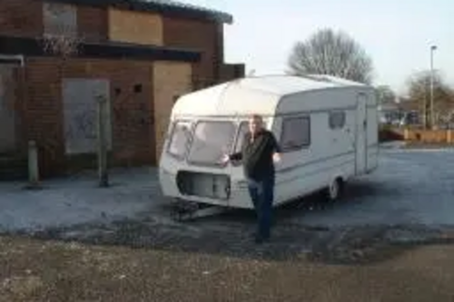 Scott Kennedy Lount with the dumped caravan