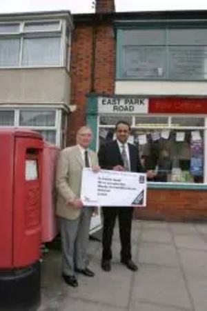 Malcolm Bruce and Parmjit Gill at East Park Road Post Office